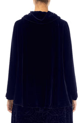 Asymmetric Single Button Royal Purple Silk Velvet Jacket 2