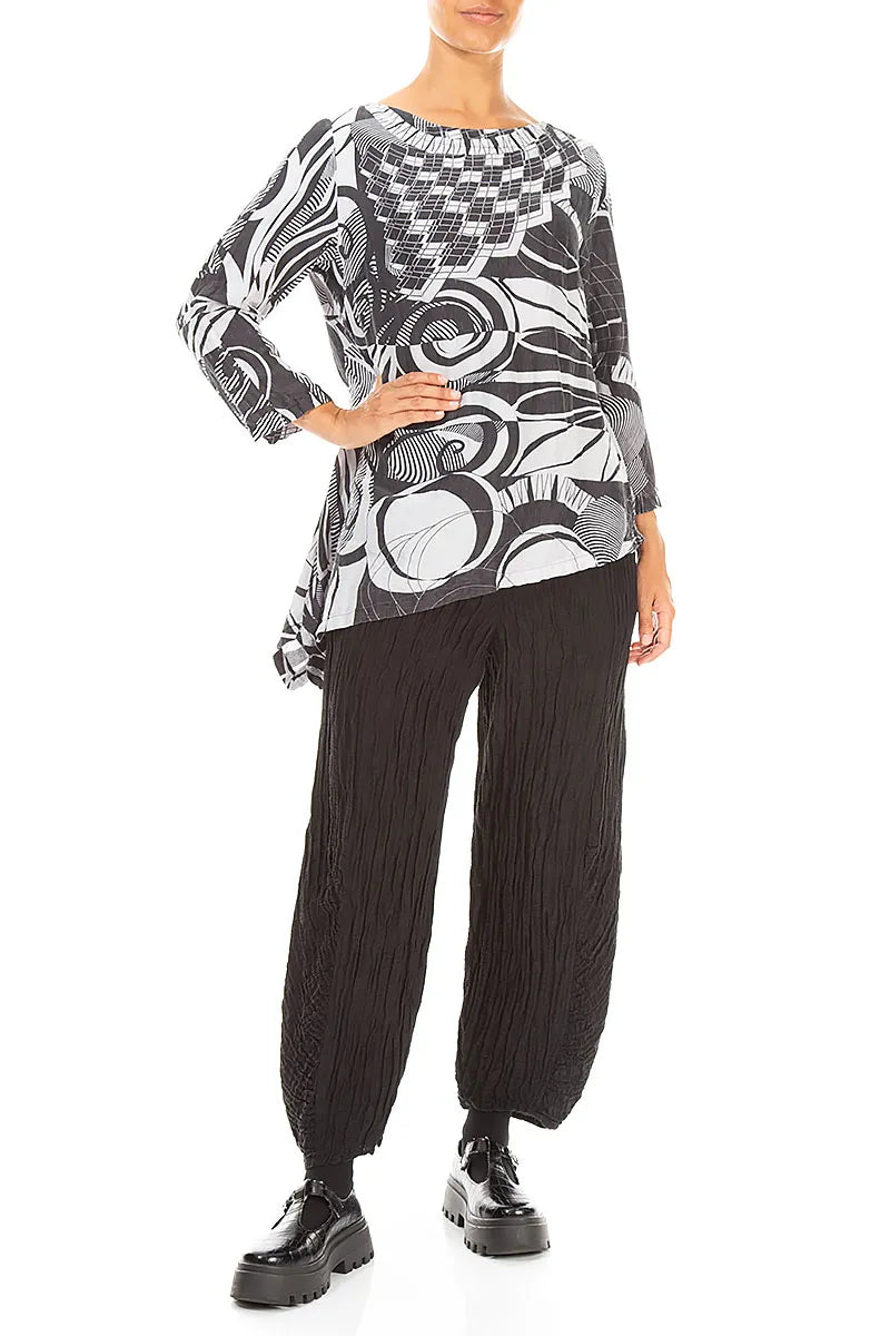 Asymmetric Textured Pearl Grey Orbit Silk Tunic 4
