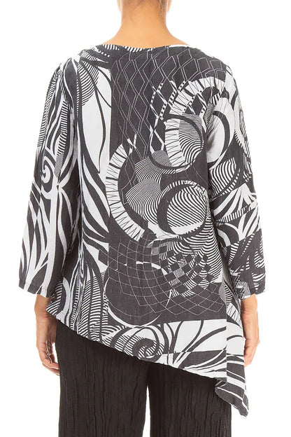 Asymmetric Textured Pearl Grey Orbit Silk Tunic