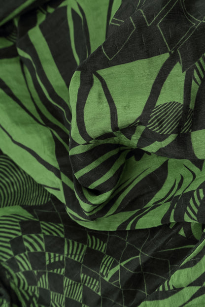 Asymmetric Textured Shamrock Green Orbit Silk Tunic