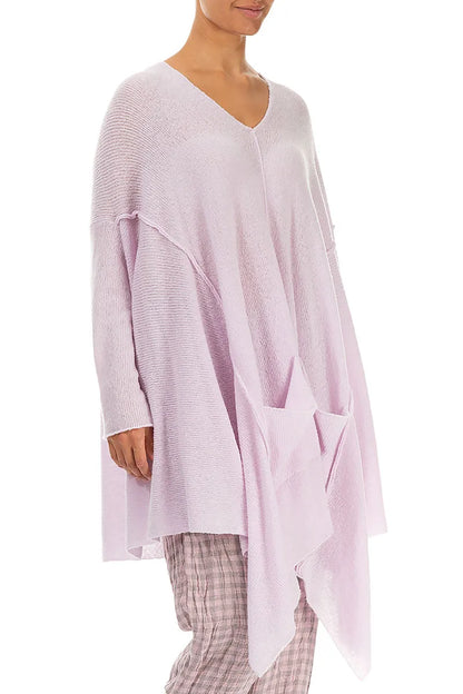 Asymmetric V-Neck Light Pink Wool Jumper 3