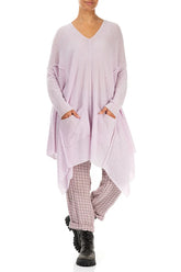 Asymmetric V-Neck Light Pink Wool Jumper 4