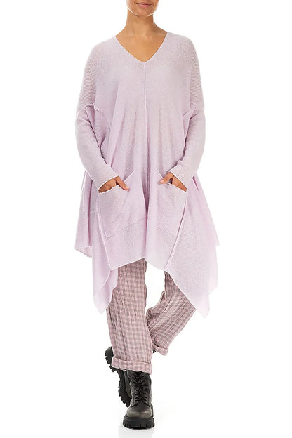 Asymmetric V-Neck Light Pink Wool Jumper 4