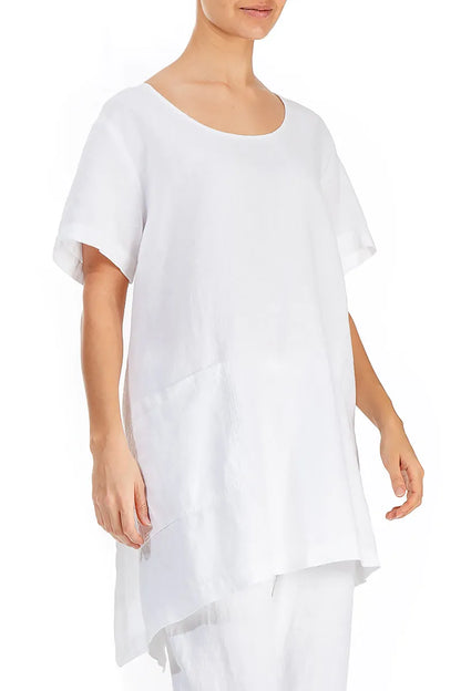 Tunique asymétrique en lin blanc