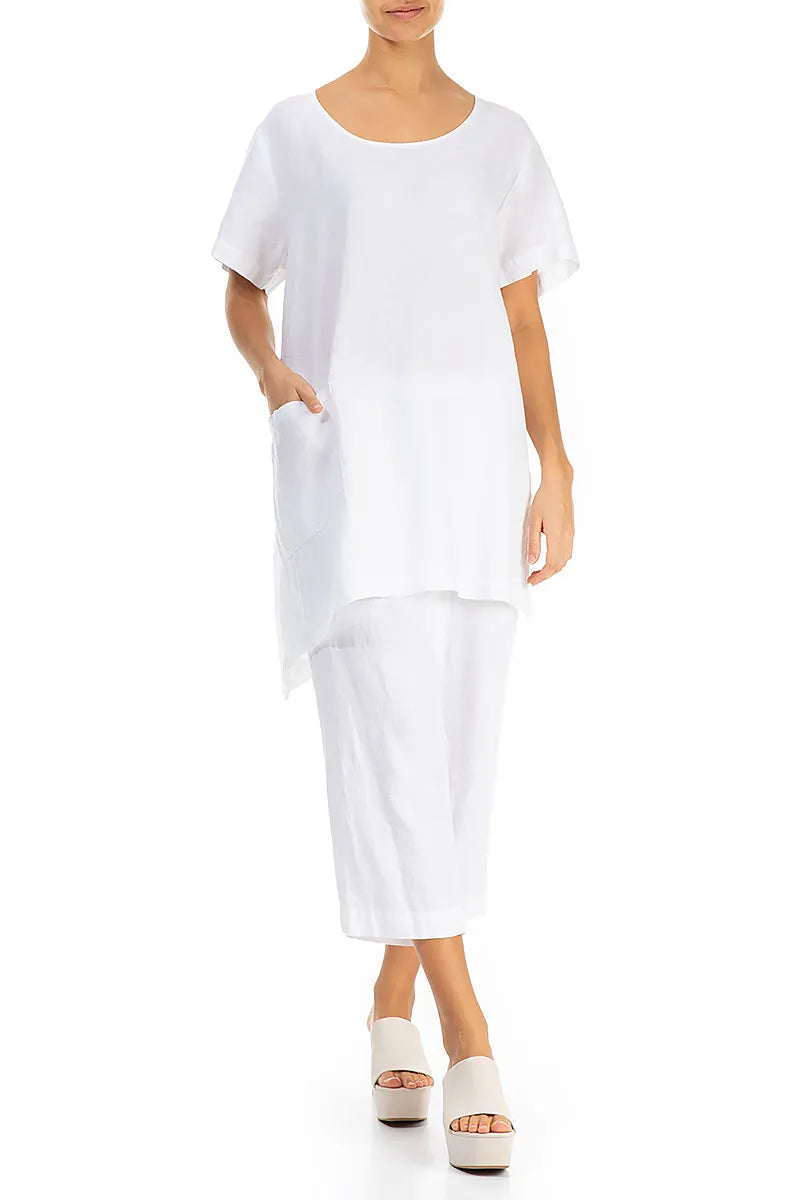 Tunique asymétrique en lin blanc