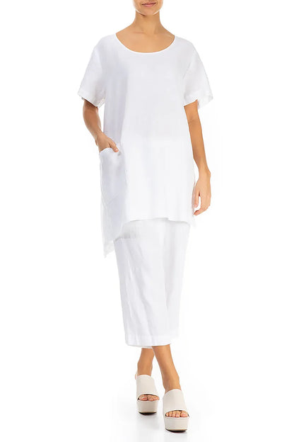Tunique asymétrique en lin blanc