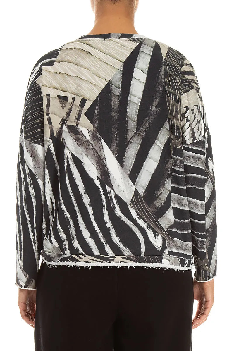 Asymmetric Wild Ink French Terry Cotton Blouse 2