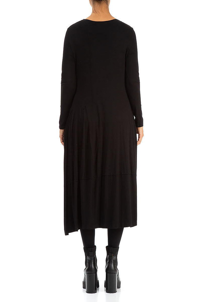 Asymmetrical Black Cotton Dress