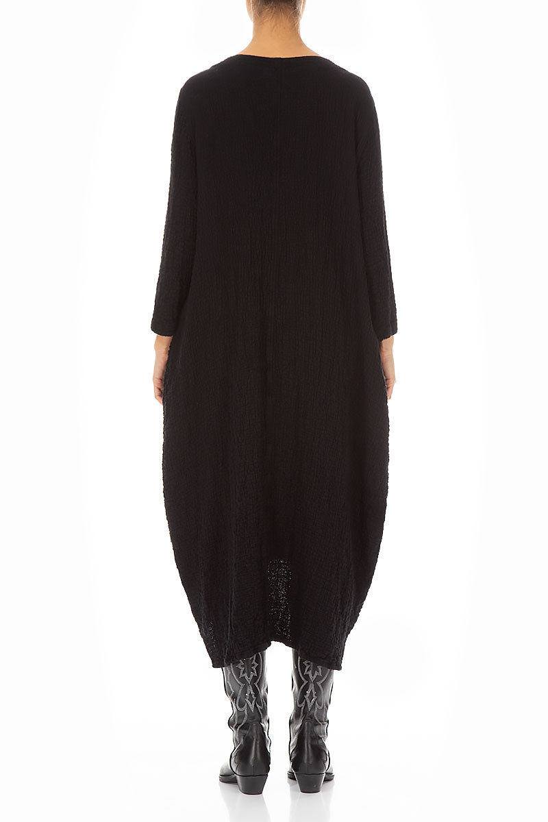 Asymmetrical Black Wool Dress