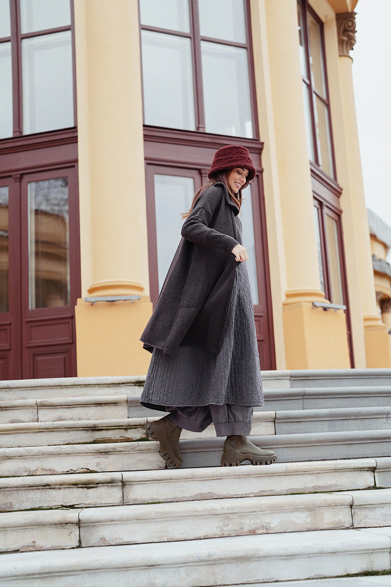 Asymmetrical Chocolate Wool Cardigan