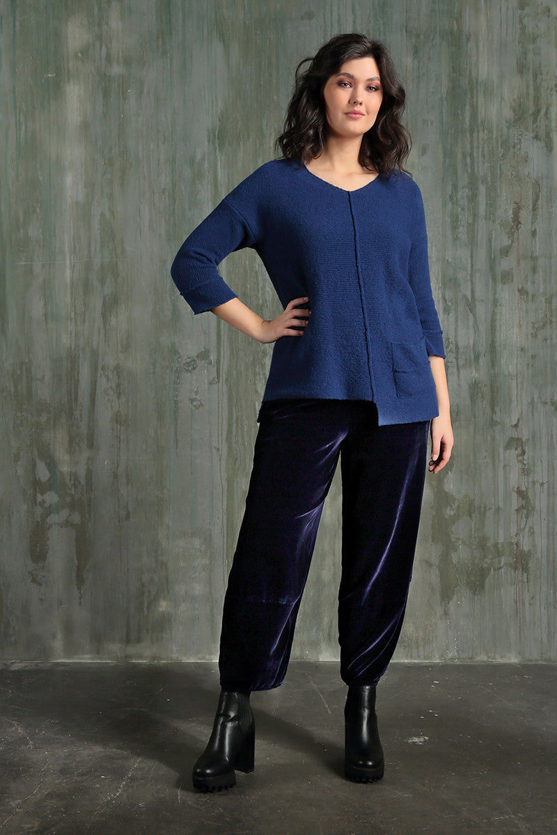 Asymmetrical Cobalt Blue Wool Sweater