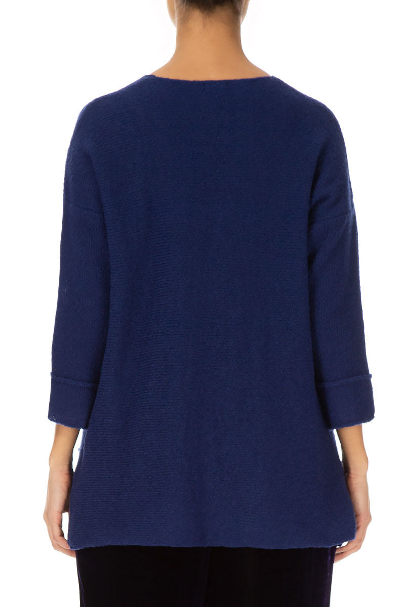 Asymmetrical Cobalt Blue Wool Sweater