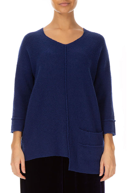 Asymmetrical Cobalt Blue Wool Sweater