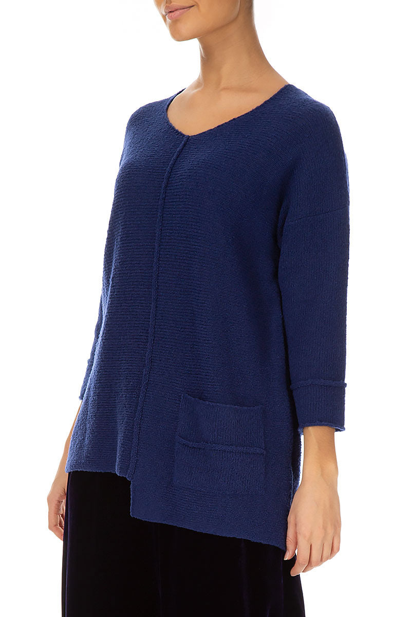 Asymmetrical Cobalt Blue Wool Sweater