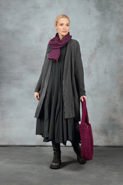 Asymmetrical Dark Grey Wool Cardigan