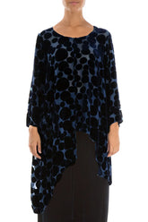 Asymmetrical Devoré Bubbles Royal Blue Silk Velvet Tunic 1