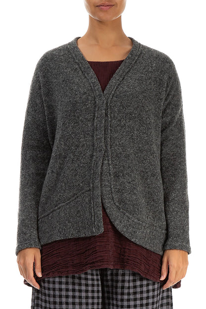 Asymmetrical Grey Wool Cardigan