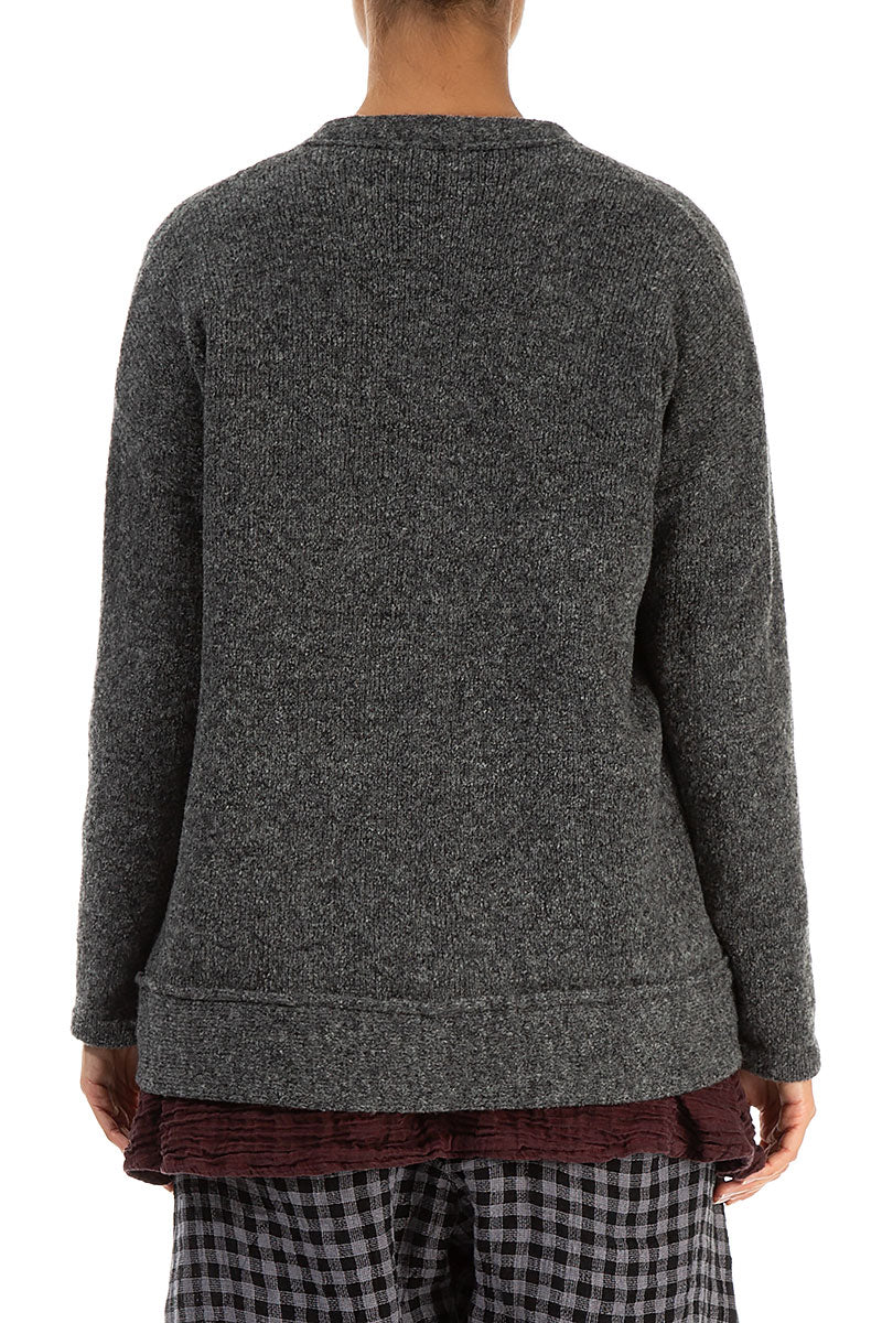 Asymmetrical Grey Wool Cardigan