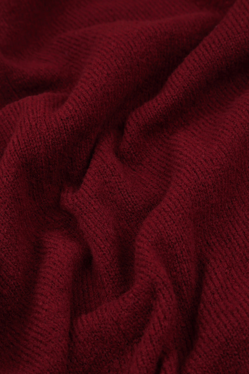 Asymmetrical Maroon Wool Cardigan