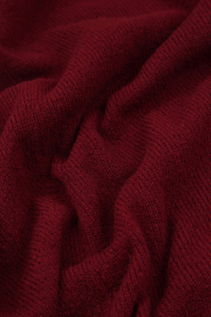 Asymmetrical Maroon Wool Cardigan