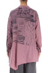 Asymmetrical Mauve Taupe Printed Back Linen Shirt 2