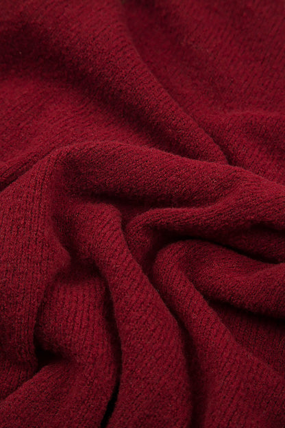 Asymmetrical Seams Maroon Wool Sweater