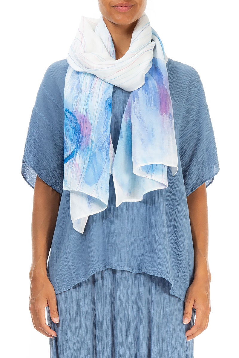 Azure Breeze Linen Scarf 1
