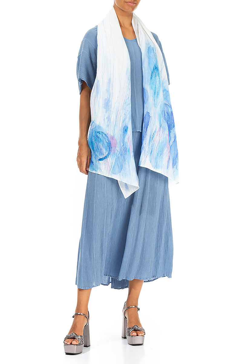 Azure Breeze Linen Scarf 2