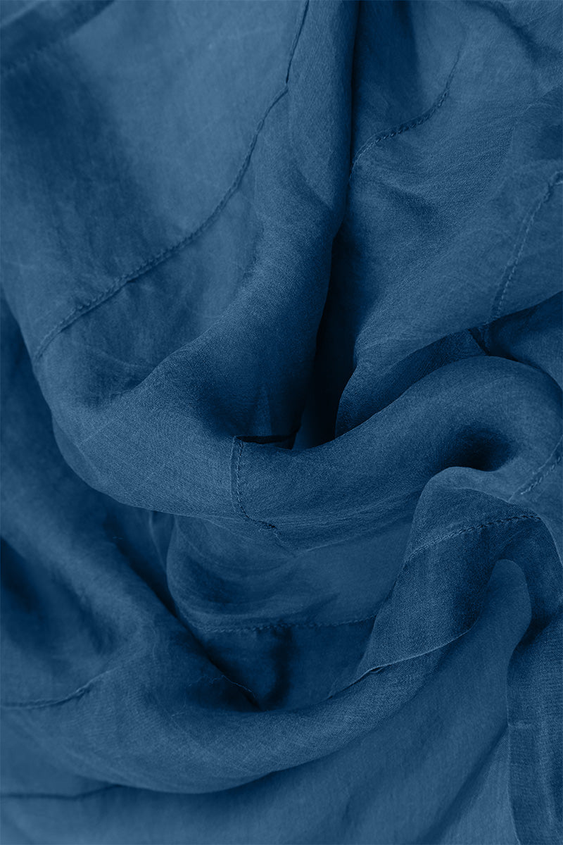 Azure Crumpled Silk Chiffon Scarf