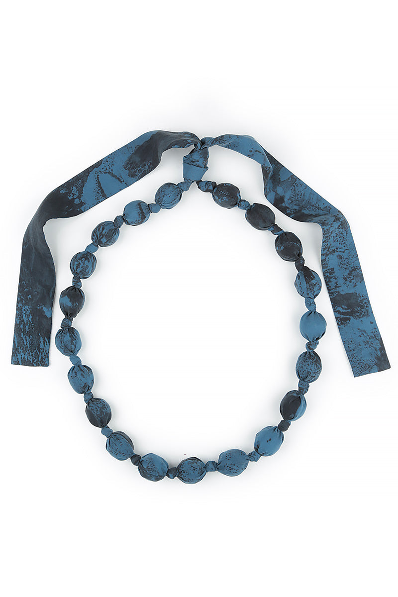 Azure Marble Silk Cotton Bead Necklace