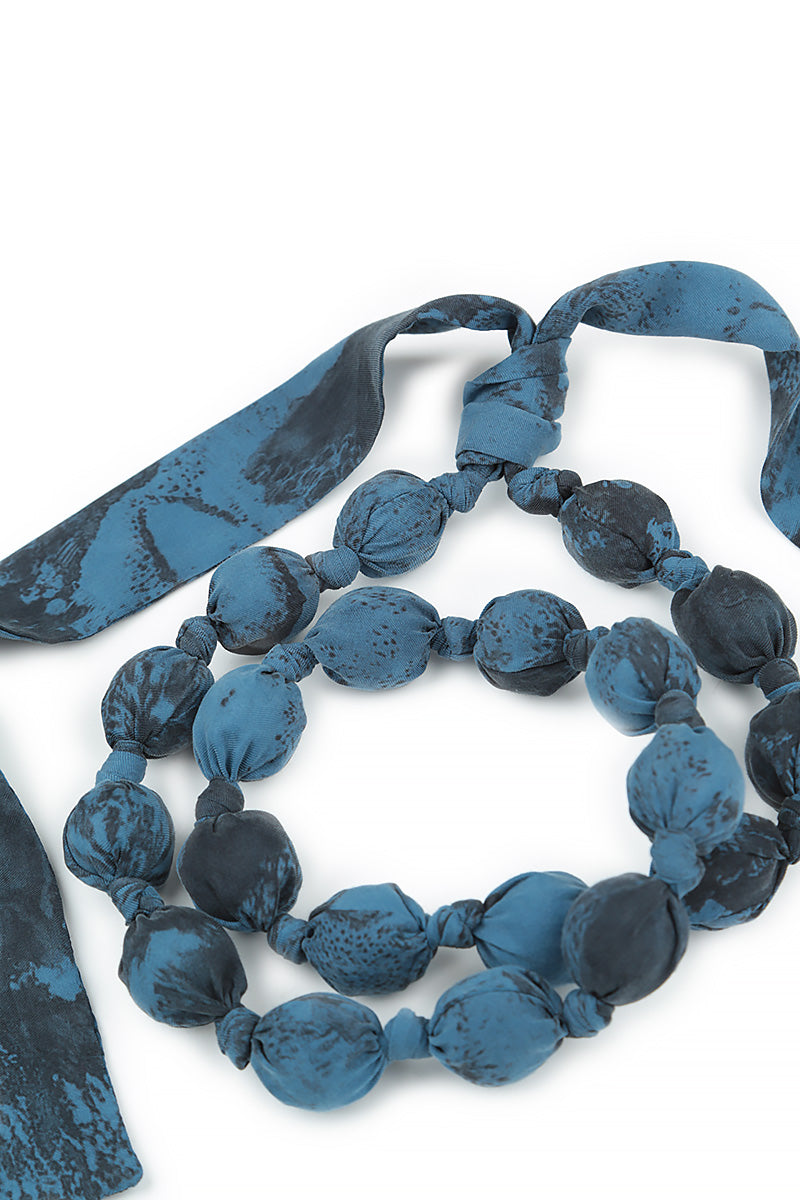 Azure Marble Silk Cotton Bead Necklace