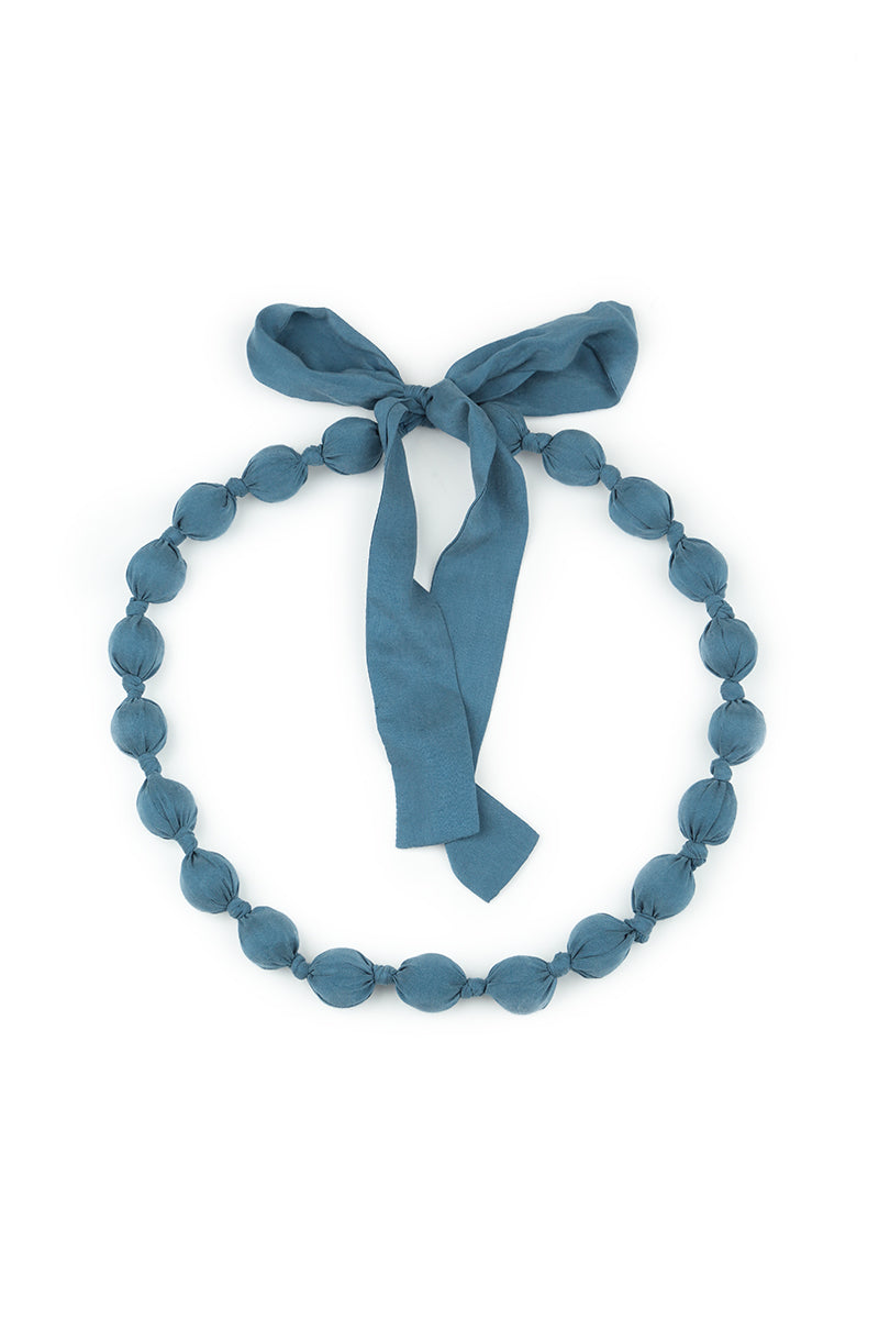 Azure Silk Bamboo Bead Necklace