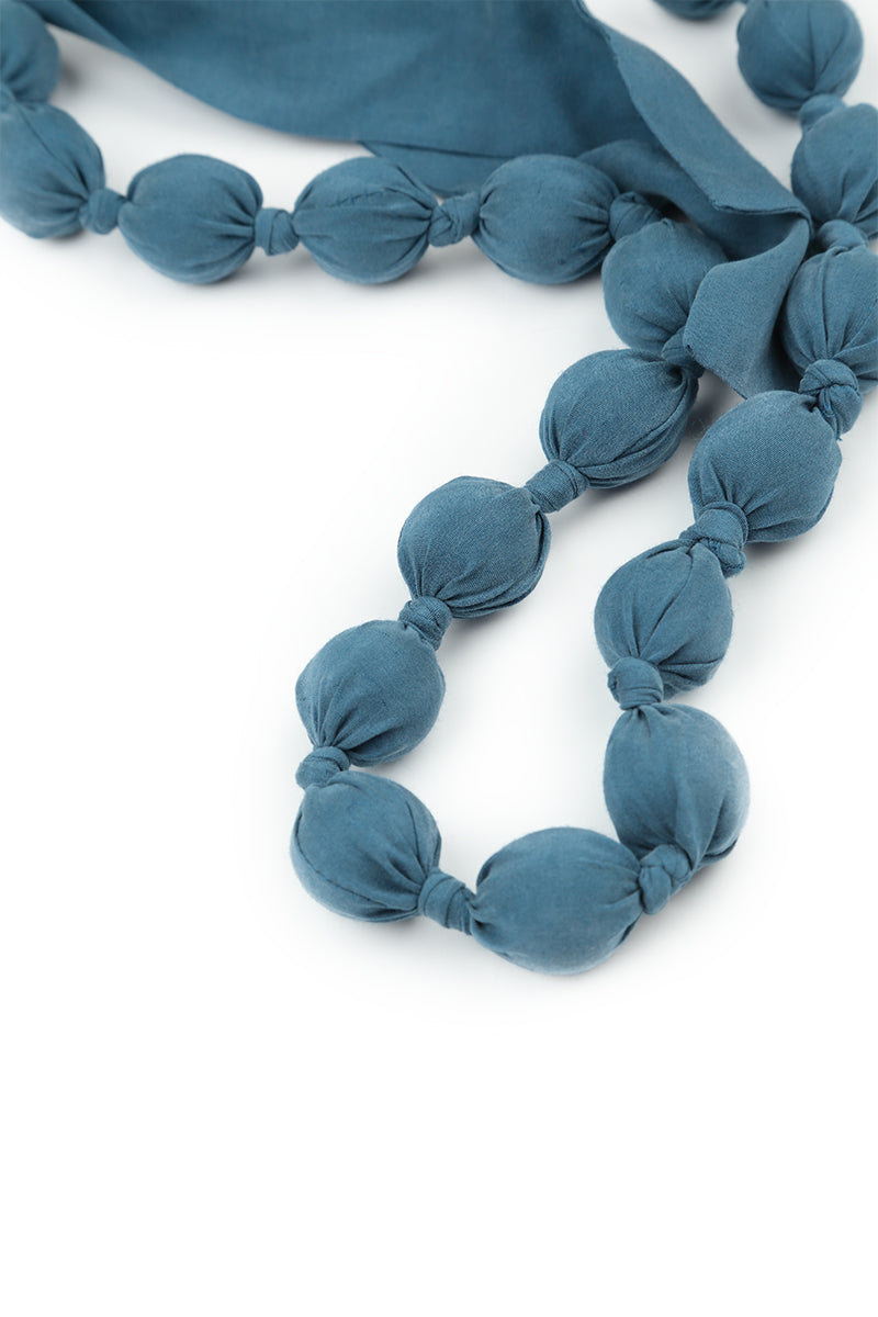 Azure Silk Bamboo Bead Necklace