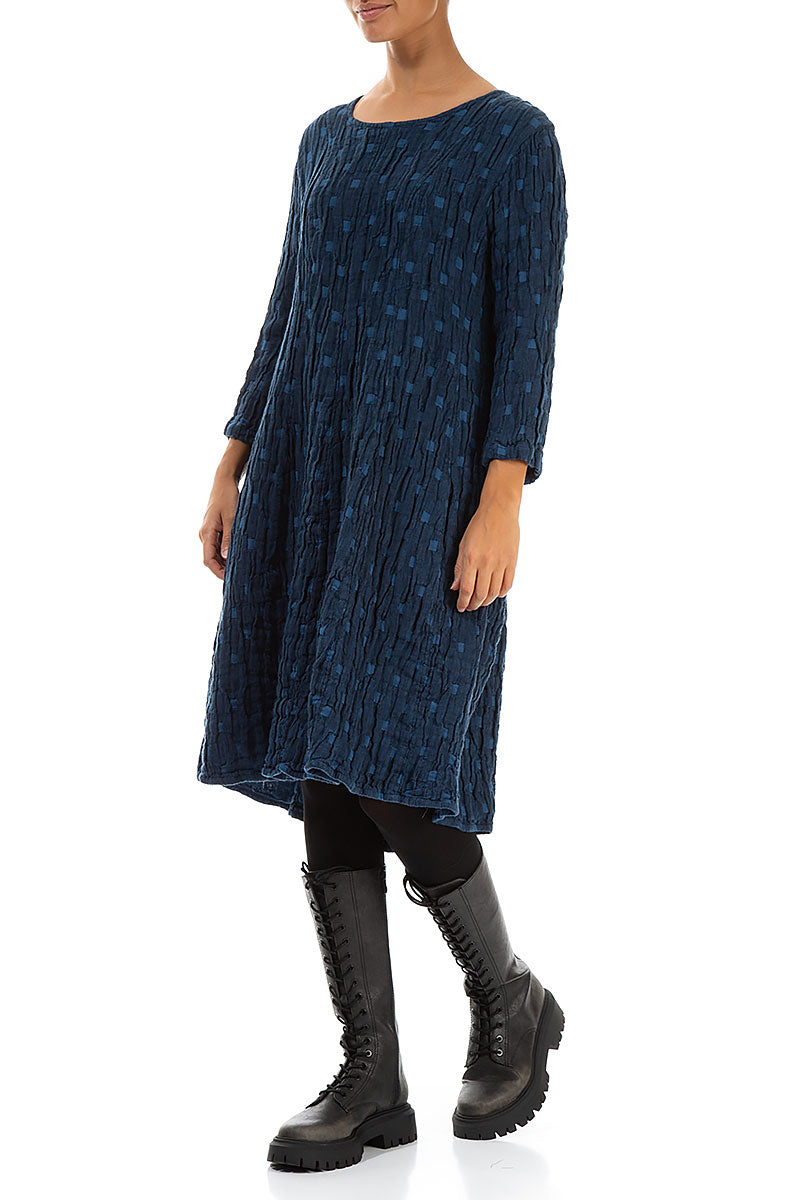 Azure Textured Linen Dress