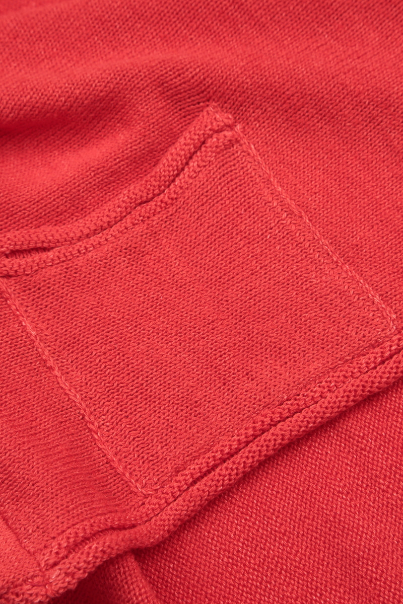 Single Button Red Linen Cardigan 5