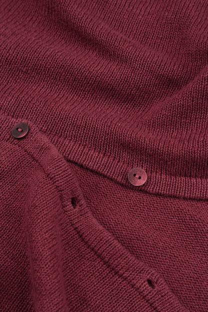 Boxy Antique Ruby Linen Cardigan