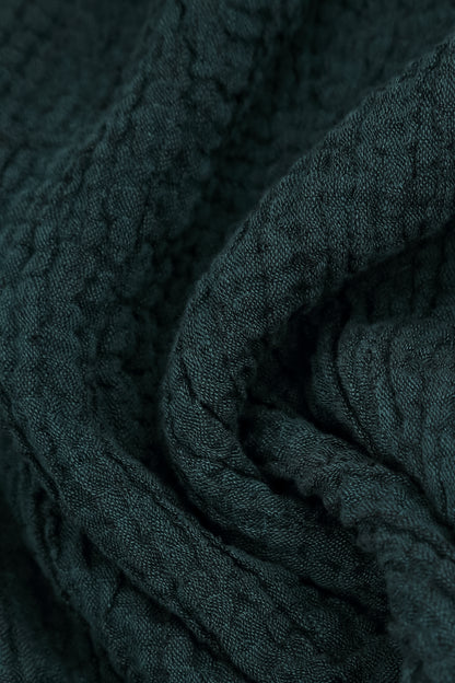Back Pockets Deep Turquoise Textured Linen Trousers