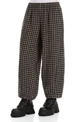 Back Pockets Grey Check Linen Trousers 3