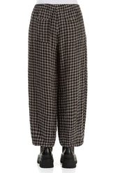Back Pockets Grey Check Linen Trousers 2