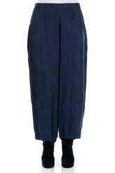 Back Pockets Royal Blue Silk Viscose Trousers 1
