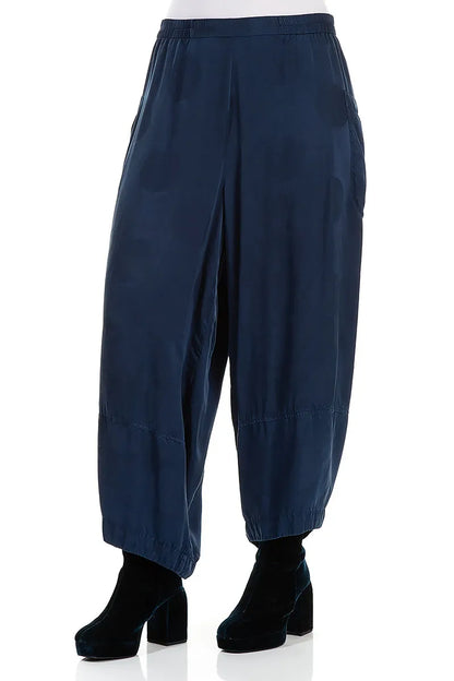 Back Pockets Royal Blue Silk Viscose Trousers 3