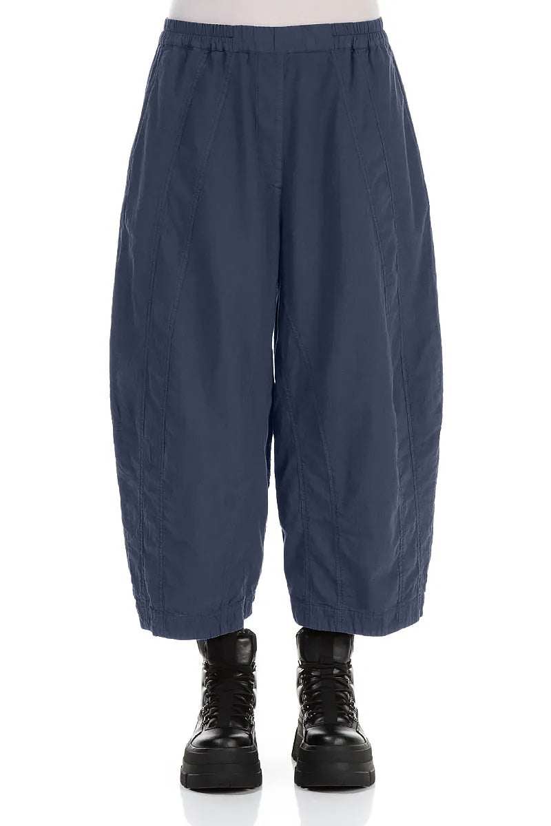 Back Pockets Slate Blue Cotton Trousers 1