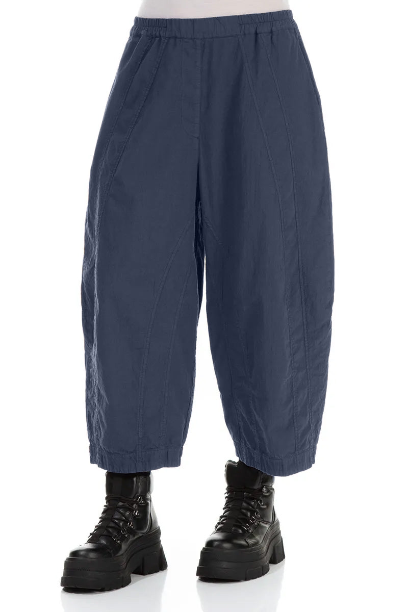 Back Pockets Slate Blue Cotton Trousers 3