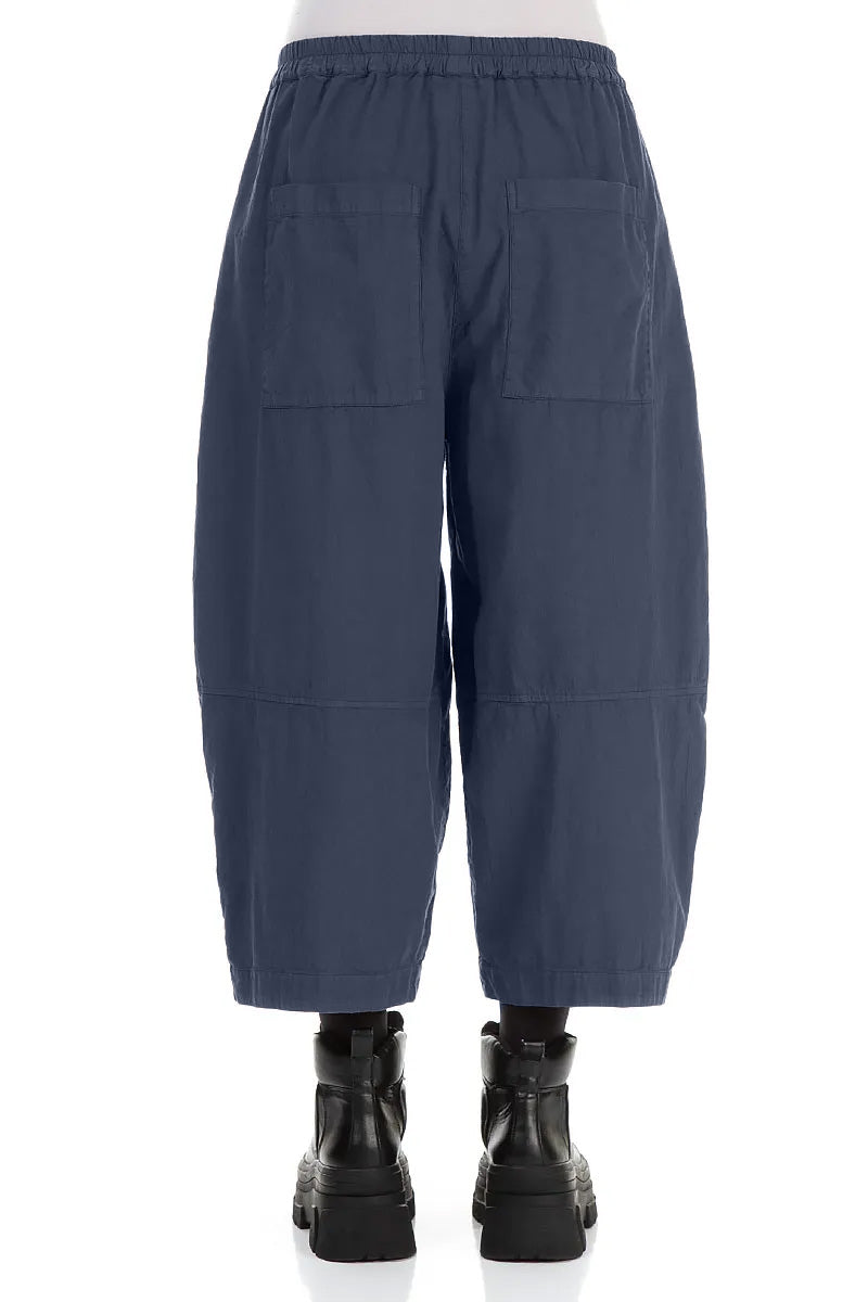 Back Pockets Slate Blue Cotton Trousers 2