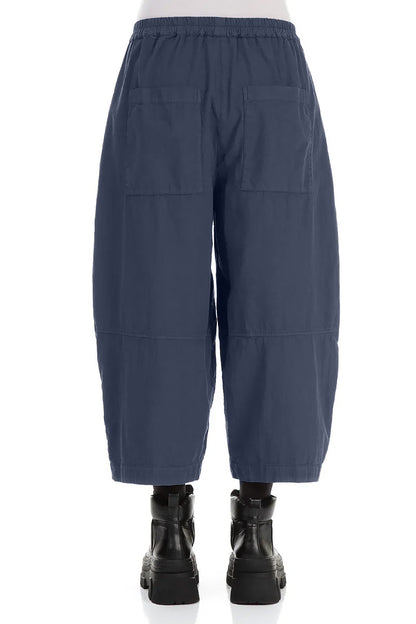 Back Pockets Slate Blue Cotton Trousers 2
