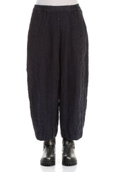 Back Pockets Slate Blue Mélange Linen Trousers 1