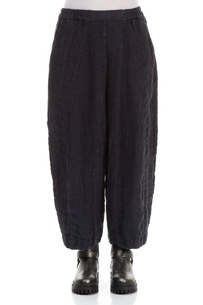 Back Pockets Slate Blue Mélange Linen Trousers 1