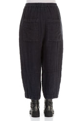 Back Pockets Slate Blue Mélange Linen Trousers 2