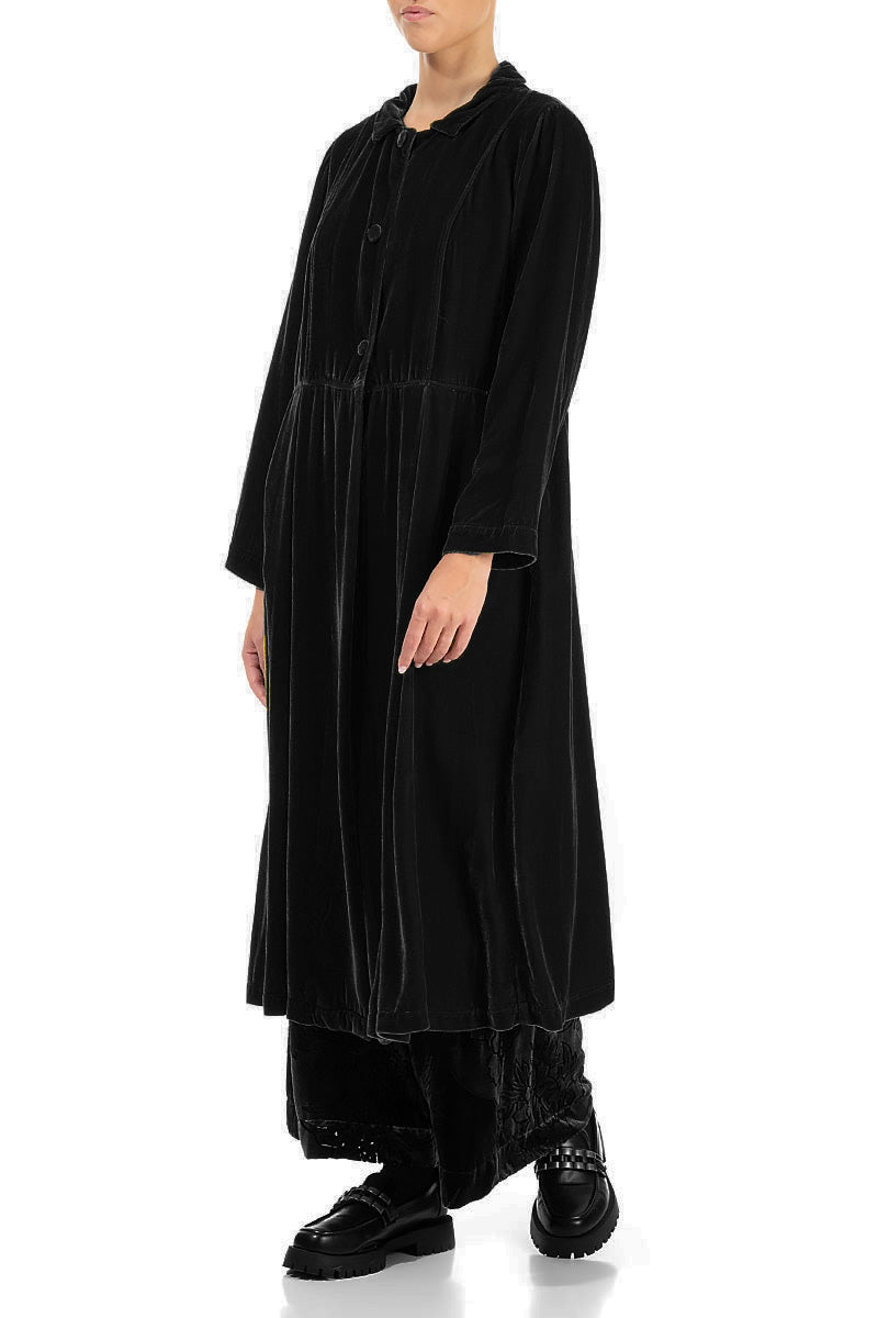 Back Tie Black Silk Velvet Jacket 3