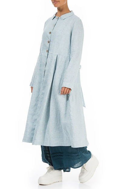 Back Tie Blue Check Linen Jacket 3